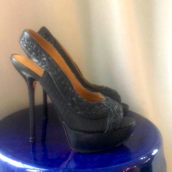 L.a.m.b. Lamb Gwen stefani Keaton braided leather platform sling back stiletto - Picture 6 of 16